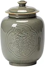 Decorative Celadon Tea Canister Sealing Canister Household Tea Storage Vintage Senior Organizer Storage Jar Container