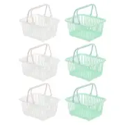 6PCS Mini Shopping Baskets with Handles Small Tiny Baskets, White Green