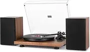 [1byone] Wireless Turntable Hi-Fi System with 36 Watt Bookshelf Speakers, Vinyl Record Player with Magnetic Cartridge