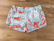 BOTTEGA VENETA white feather print nylon swim shorts Large authentic designer
