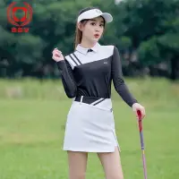 在飛比找樂天市場購物網優惠-『SSV精品』高爾夫服裝女套裝長袖上衣短裙子防走光緊身透氣G