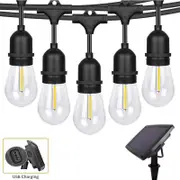BAMDECOR 15M Solar Festoon Lights Outdoor, 2700K Warm White Solar Powered String Lights withBattery, Festoon Light for Patio Backyard Balcony Gazebo Party Carport