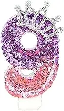 Number 9 Birthday Candles Pink Purple Crown Birthday Candles Cake Topper Cake Decorations