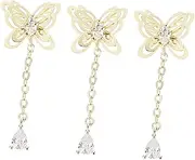 3pcs Nail Art Accessories Manicure Chains Charm Fake Nails Pendant Chains Rhinestone Hoops 3D Rivet Gems Charms Gemstones Chrome Kit Rhinestones para Glitter Crafts Decor Metal