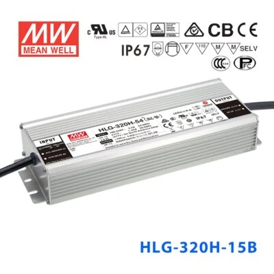 Mean Well HLG-320H-15AB Power Supply 285W 15V - Adjustable and Dimmable