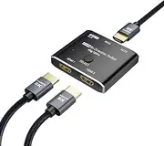 CABLEDECONN HDMI 2.1 Ultra 8K HD Bi-Directional Mini Switch 8K@60Hz 4K@120Hz HDR 1in 2out 2in 1out High Speed 48Gbps Splitter(Singal Display) Converter Compatible with Xbox X PS5 Aluminum Shell