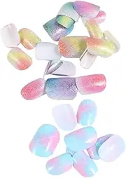 OSOLADY 48pcs Fake Nails Set for Little Girls Abs Material Safe Easy to Apply for Children's Manicures and Nail Decoration Random Style