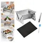 Charcoal Basting Brush Foldable Grill for Patio Camping