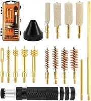 17Pcs Gun Cleaning kit, Portable Caliber Cleaning Kit with Storage Case, Reusable Brush Cleaner Tool Set with Cotton Brush Brass Brush, Compact Brush Assortment Kit for 22/357/40/45 Caliber