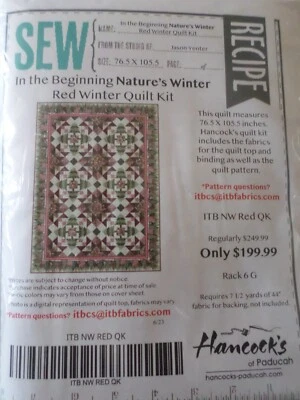 Jason Yenter In the Beginning Natures' Winter Red Winter Quilt Kit 76.5" X 105.5