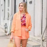 CAMI NYC Owen Linen Button Front Lined Blazer Papaya S20-33-LINEN-PPAYA XS XSmal
