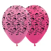 Graduation Smiley Faces Satin Pearl Pink & Metallic Fuchsia Latex Balloons 25 Pack