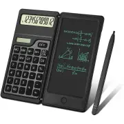 Basic Calculator Notepad with 6 Inch LCD Writing Tablet Portable Foldable Scientific Calculator Mute Solar/Dual Battery