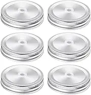 ASTER 6Pack Canning Lids, 70mm Silver Metal Straw Hole Mason Jar Lids for Canning