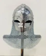 Medieval Armour Viking Helmet Metal Viking Spectacle Helmet with Chainmail
