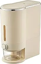 Large Capacity Rice Dispenser for Kitchen, Transparent Window Grain Storage Container with Box Design, 10kg Capacity, Easy to Pour and Wash (Cream White)