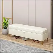 Bed End Bench Storage Bench- Entryway Bench, Ottoman for Bedroom End of Bed, Leather Benche Bedroom Benches for Foot of Bed,Upholstered Bench with Golden Legs Bedroom Bench(White)