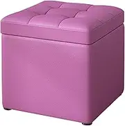Bench Upholstered with Storage Space Sofa Stool Pouf Stool Dressing Table Cube Seat Shoe Bench Chest Bench Leather Fabric Footstool with Wooden Legs for Living Room(Lila)