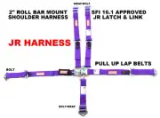 YOUTH RACING HARNESS SFI 16.1 5 POINT LATCH & LINK ROLL BAR MOUNT BELT PURPLE