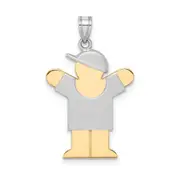 14k Two-tone Gold Two-tone Gold Small Boy with Hat on Right Engravable Charm