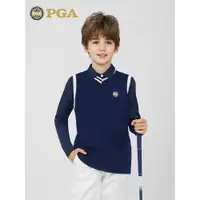 在飛比找ETMall東森購物網優惠-美國PGA兒童高爾夫服裝春秋男女童裝衣服青少年毛衣背心羊毛馬