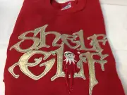SHELF ELF SWEATSHIRT NEW YOUTH SIZE SMALL RED EMBROIDERED 50% COTTON