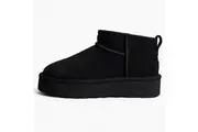 100% Australian Merino Sheepskin Womens Platform Scuffs Moccasins Slippers Winter Slip On UGG in Black