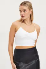 White Singlet Crop Top Seamless - Size S/M, Women's Singlet