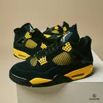 NIKE JORDAN 4 RETRO THUNDER 男 黑黃 喬丹 雷神 麂皮 經典 休閒鞋 DH6927-017