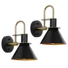 WILON Gold and Black Wall Sconces Set of Two, Modern Farmhouse Wall Light Fix...