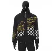 CELINE $2250 Patchwork Shell Bomber Jacket - Black Technical Fabric XXL