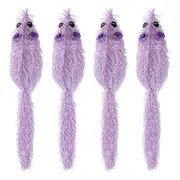 4x Paws & Claws 17cm Furry Long-Tail Catnip Mouse Interactive Toy for Cats Asst