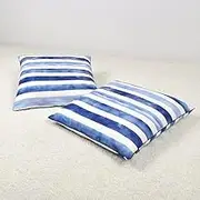 W3400300 Floor Cushion Cover, Meisenban Style, Stylish, 100% Cotton, Scandinavian, Marine Blue, Line, Border, Style Decor, 21.7 x 23.2 inches (55 x 59 cm), Set of 2