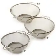 Home Basics Stainless Steel Mesh 3-Piece Colanders Set, Silver