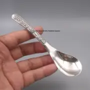 Pure Solid S999 Fine Silver Healthy Tableware Longevity Soup Spoon 5.3inch L