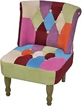 French Chair with Patchwork Design Fabric Home Chairs