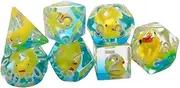 Generic 7pcs Acrylic Dice, Polyhedral Dice Set, Filled with Ducks Role Playing Dice, Multi-Sided Dice, for Bar Role Playing Game