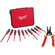 Milwaukee Screwdriver Set W/ Case+1000V Insulated 10-20 AWG Wire Stripper+Cutter