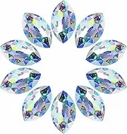 LoveUnited 10pcs Crystal Pendants 1.5"/38mm AB Oval Suncatcher - Hanging Crystals Prisms for Windows, FengShui, Hanging Ornament for Decoration, Chandelier Crystals Replacement
