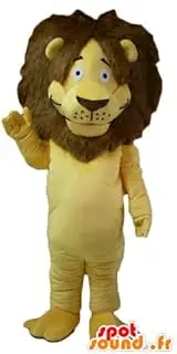 SpotSound Amazon mascot yellow and brown lion, with a large hairy mane