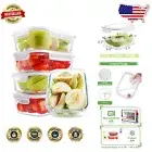 Stackable Glass Food Storage Containers | 5 Sets, Leak-Resistant for Fresh Meals