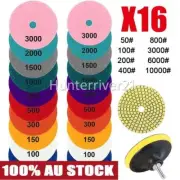 16X Diamond Polishing Pads Wet Dry 4" Set for Granite Stone Concrete Marble HOT