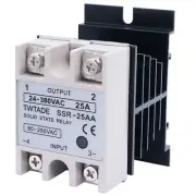 TWTADE SSR-25AA 25A AC 80-250V to AC 24V-380V Solid State Relay + Heat Sink