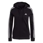 adidas Womens Essentials Fleece 3-Stripes Hoodie - Black