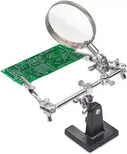 Adjustable Helping Hand with Magnifying Glass Dual Alligator Clips