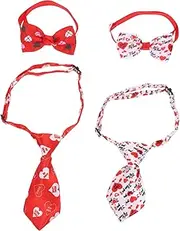 COSMEVIVI Valentine's Day Pet Bow Ties 2 Pack Heart-Themed Dog Neckties Fashionable and Comfortable