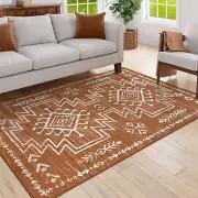 Boho 5x7 Rug for Living Room, Soft Washable Bedroom Rugs, Low Pile Stain Resi...