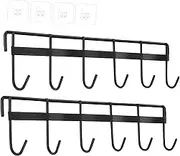 HEALSOPTHY 2Pcs Wall Mounted Utensil Holder Rack No Drilling Kitchen Hook Organizer for Cooking Tools Sleek Design Space Saving Utensil Storage for Mugs and Spatulas