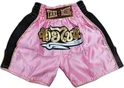 [Generic] Pink Size M - Authentic Muay Thai Kickboxing Shorts for Youth - Premium Unisex Boxing Trunks for Kids and Teens - Ideal for Training, Gym, and MMA Thailand