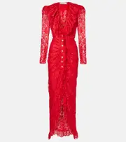 [Alessandra Rich] Alessandra Rich Ruffled lace maxi dress AU 6 red